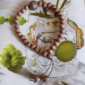 Brown Wooden Bead Men's Bracelet with Adjustable Cord